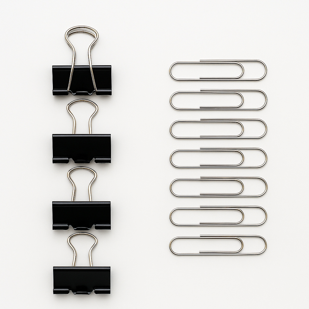Binder & Paper Clips Set